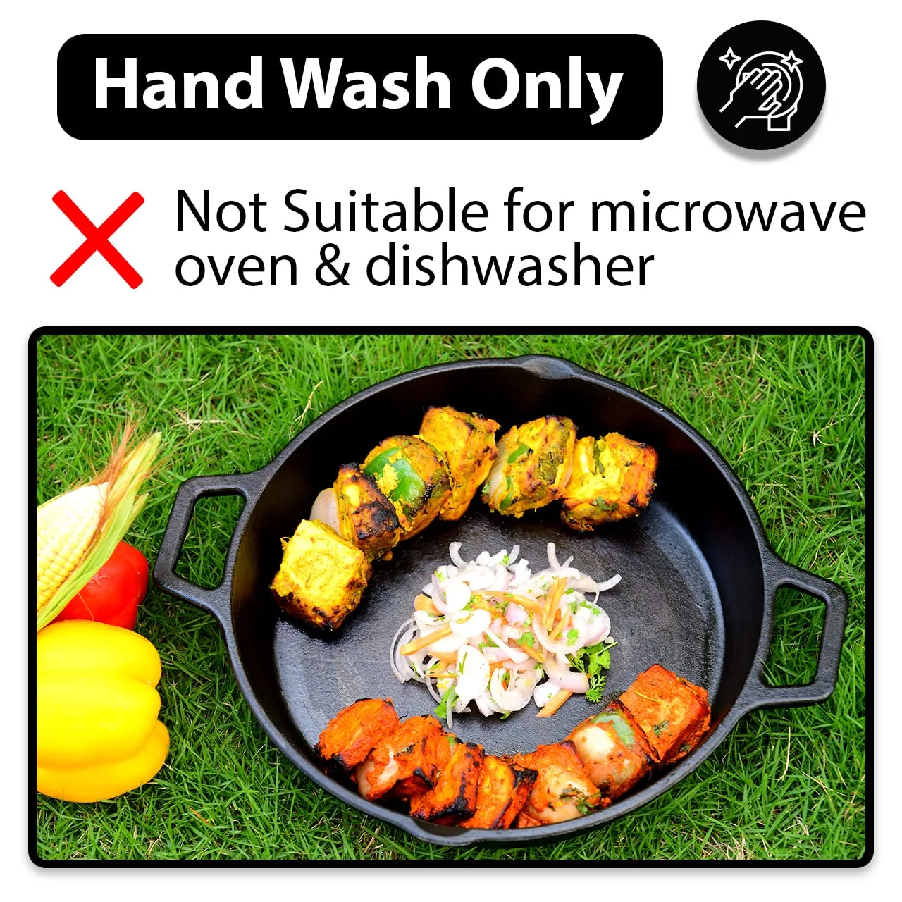 11" Double Handle Cast Iron Skillet | Sautéing & Frying | Free From Any Coating
