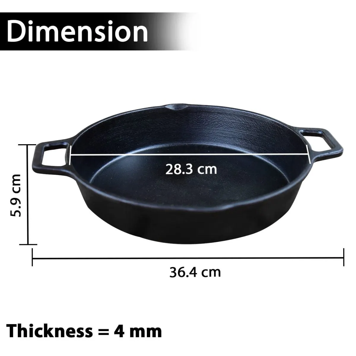 11" Double Handle Cast Iron Skillet | Sautéing & Frying | Free From Any Coating