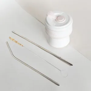 2 Stainless Steel Straws | With Sisal Fibre Cleaner | 1 Bent   1 Straight | Travel Apt