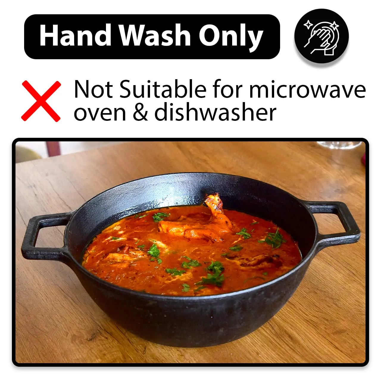 9" Cast Iron Kadhai | OTG And Induction Safe | Pre-Seasoned And Ready To Use