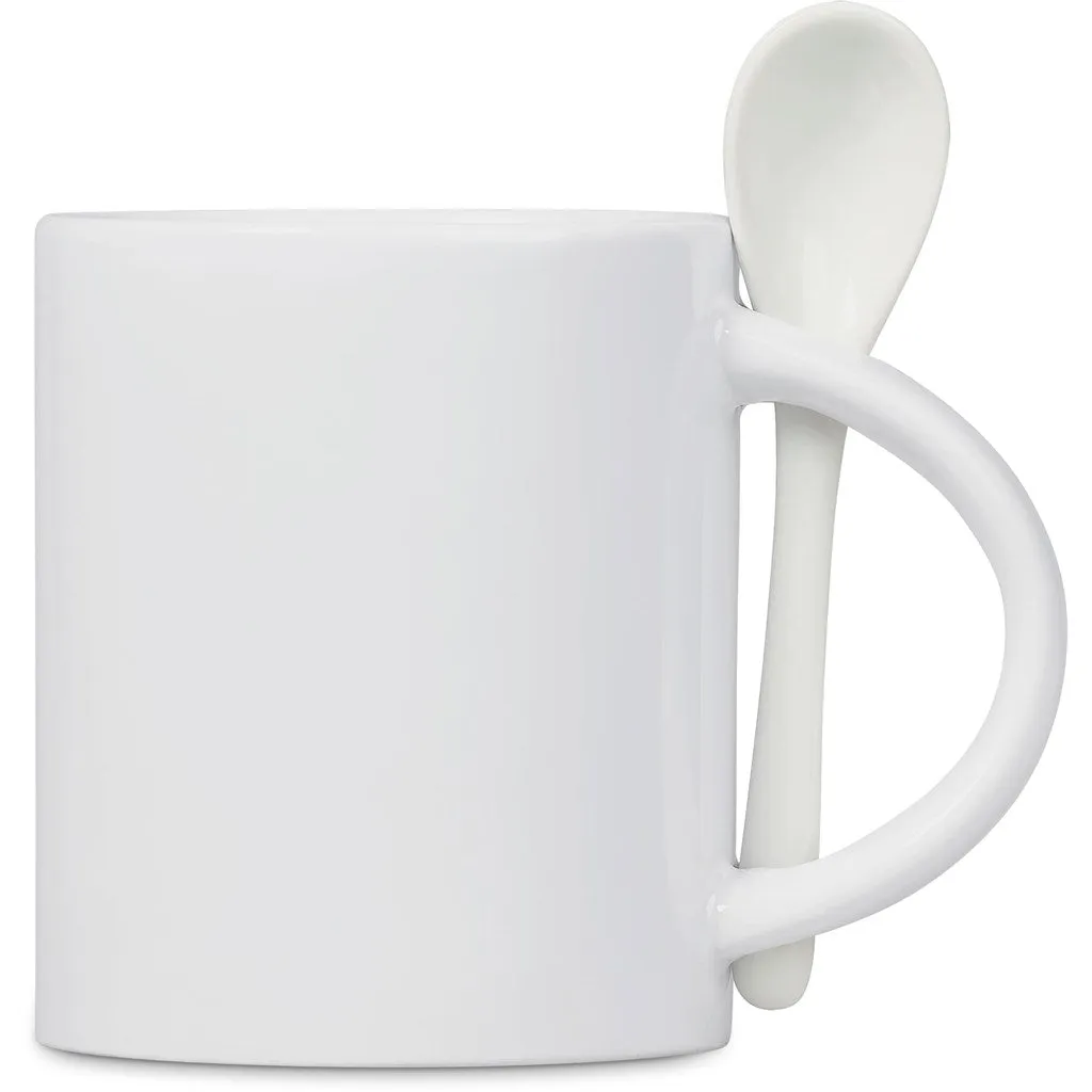 Ceramic Coffee Mug & Spoon Set - 320ml