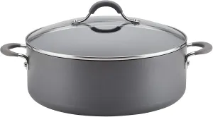 Circulon Radiance Hard Anodized Nonstick Stock Pot/Stockpot with Lid - 7.5 Quart, Gray