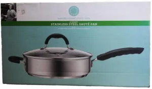 Martha Stewart Collection 3 Quart Kitchen Stainless Steel Saute Pan with Lid