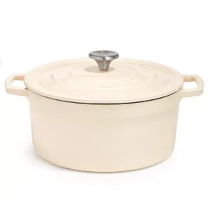 Martha Stewart Collection 6-Qt. White Enameled Cast Iron Round Dutch Oven