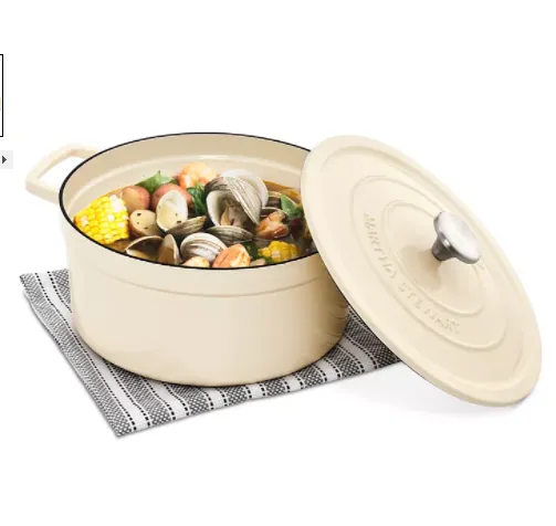 Martha Stewart Collection 6-Qt. White Enameled Cast Iron Round Dutch Oven