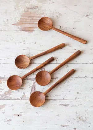 Round Bowl Teak Wooden Spoons - Set of 2